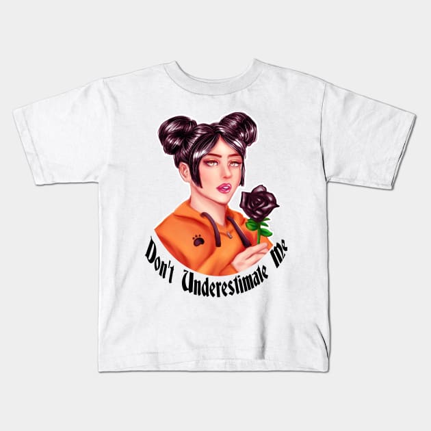 Don't Underestimate Girl with Rose Kids T-Shirt by VelvepeachShop